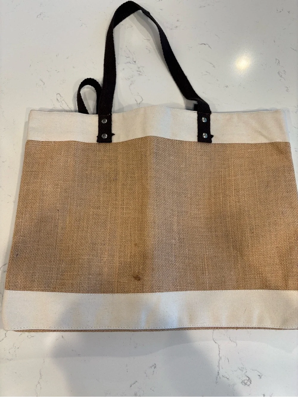 Large #MOMLIFE Wantable Jute Tote Bag in Natural/Cream